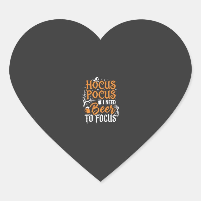 Hocus Pocus Beer Halloween Design_1 Heart Sticker (Front)