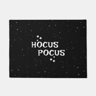 Hocus Pocus Black and White Halloween Quote Stars Doormat
