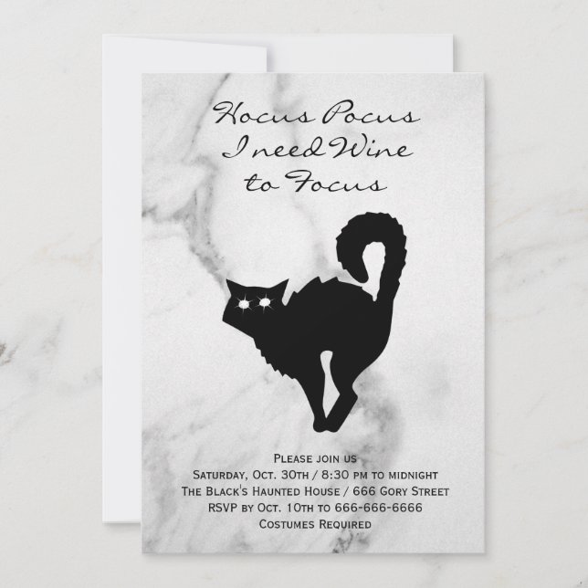 Hocus Pocus Black Cat Halloween Costume Party Invitation (Front)