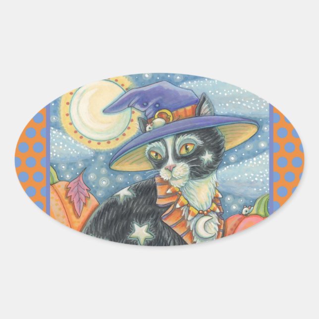 HOCUS POCUS BLACK CAT WITCH, HALLOWEEN STICKERS (Front)