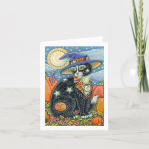 HOCUS POCUS BLACK CAT WITCH, MOUSE HALLOWEEN Blank Card