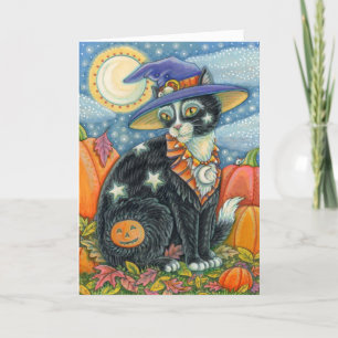 HOCUS POCUS BLACK CAT WITCH & MOUSE HALLOWEEN HOLIDAY CARD