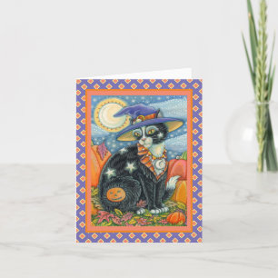HOCUS POCUS BLACK CAT WITCH & MOUSE HALLOWEEN HOLIDAY CARD