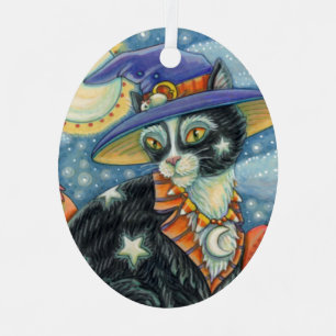 HOCUS POCUS BLACK CAT WITCH & MOUSE HALLOWEEN METAL TREE DECORATION