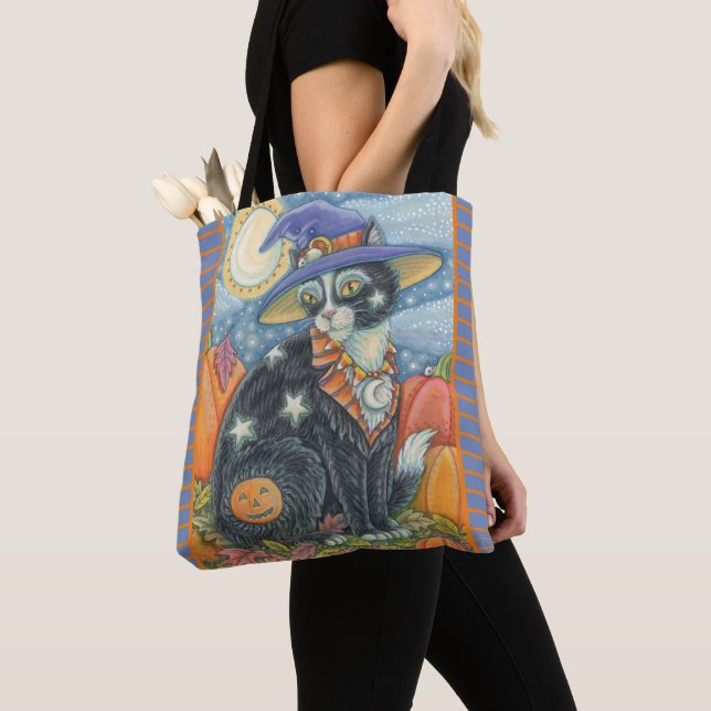 HOCUS POCUS BLACK CAT WITCH SHOULDER TOTE BAG (Close Up)