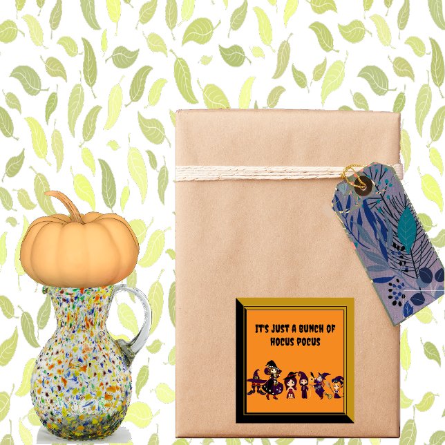 Hocus Pocus Cute Halloween Witch Parade Spooky Fun Square Sticker (Witch Parade Spooky Fun Square Sticker)