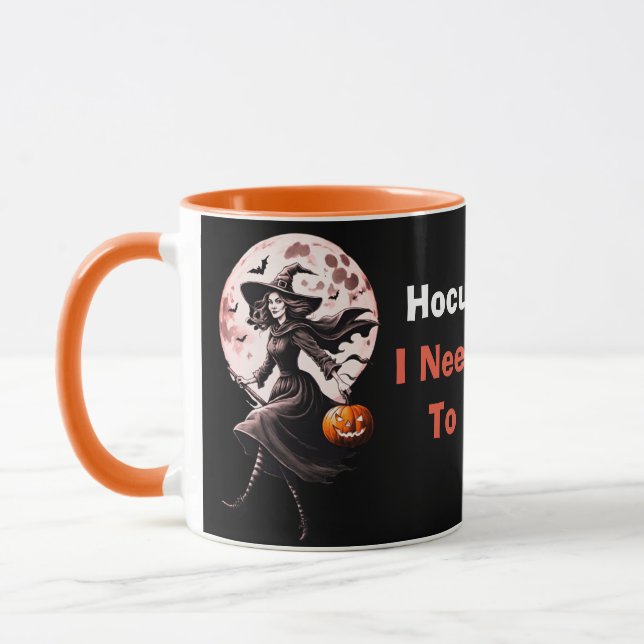 Hocus Pocus Cute modern Halloween witch and pumpki Mug (Left)