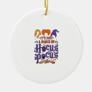 Hocus Pocus Halloween Witches Cauldron Broom Cat M Ceramic Tree Decoration