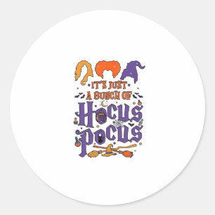 Hocus Pocus Halloween Witches Cauldron Broom Cat M Classic Round Sticker