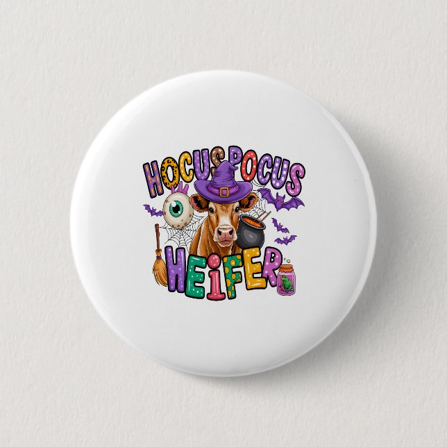 Hocus Pocus Heifer Halloween Cow 6 Cm Round Badge (Front)