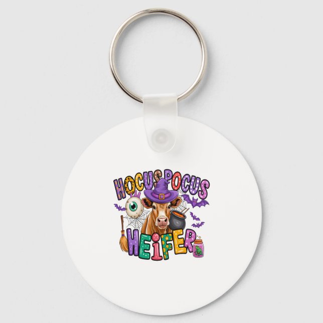 Hocus Pocus Heifer Halloween Cow Key Ring (Front)