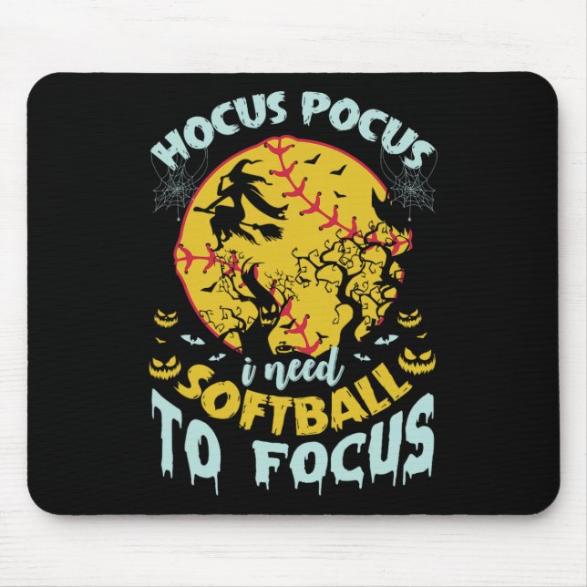 Hocus Pocus I Need Softll To Focus, Funny Hallowee Mouse Pad (Front)