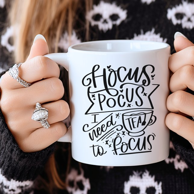 Hocus Pocus I Need Tea Mug (Black Halloween Hocus Pocus Tea Cup)