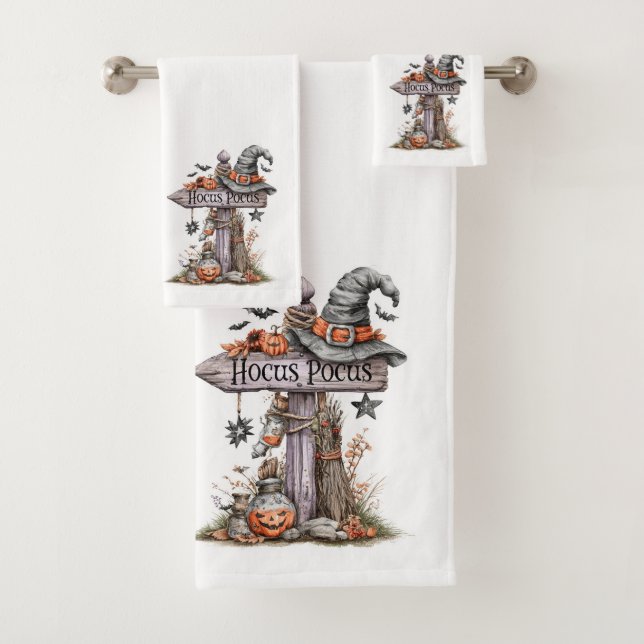 Hocus Pocus Spooky Halloween Bath Towel Set  (Insitu)