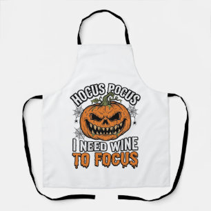 Hocus Pocus Wine Pumpkin Halloween Shirt Design_1 Apron