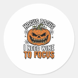 Hocus Pocus Wine Pumpkin Halloween Shirt Design_1 Classic Round Sticker