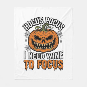 Hocus Pocus Wine Pumpkin Halloween Shirt Design_1 Fleece Blanket