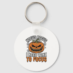 Hocus Pocus Wine Pumpkin Halloween Shirt Design_1 Key Ring