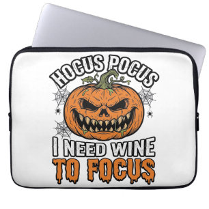 Hocus Pocus Wine Pumpkin Halloween Shirt Design_1 Laptop Sleeve