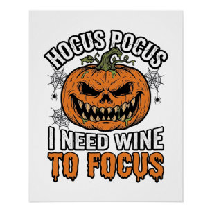 Hocus Pocus Wine Pumpkin Halloween Shirt Design_1 Poster