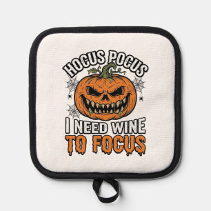 Hocus Pocus Wine Pumpkin Halloween Shirt Design_1 Pot Holder