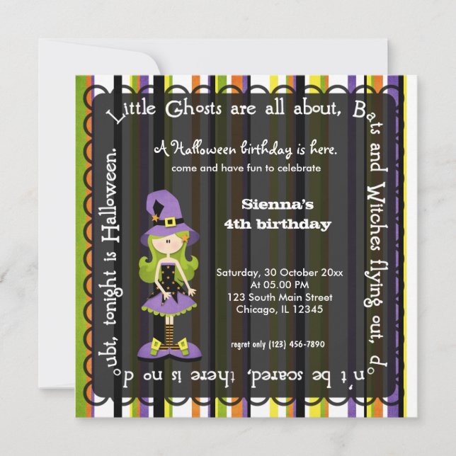 Hocus Pocus Witch Birthday (Black) Invitation (Front)