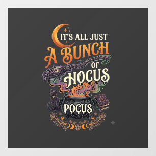 Hocus Pocus Witch Broom Black Cat Magic Cauldron H