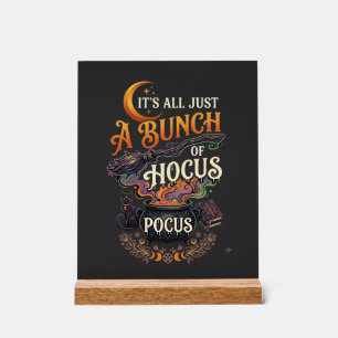Hocus Pocus Witch Broom Black Cat Magic Cauldron H Acrylic Sign