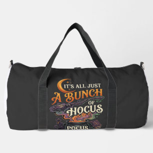 Hocus Pocus Witch Broom Black Cat Magic Cauldron H Duffle Bag