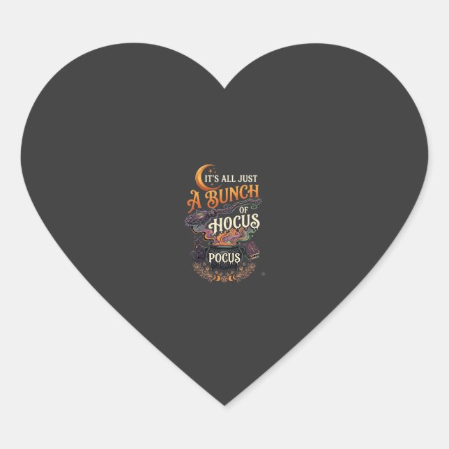 Hocus Pocus Witch Broom Black Cat Magic Cauldron H Heart Sticker (Front)