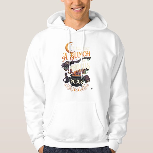 Hocus Pocus Witch Broom Black Cat Magic Cauldron H Hoodie (Front)