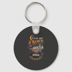 Hocus Pocus Witch Broom Black Cat Magic Cauldron H Key Ring