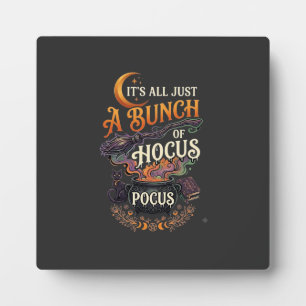 Hocus Pocus Witch Broom Black Cat Magic Cauldron H Plaque