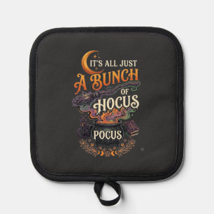 Hocus Pocus Witch Broom Black Cat Magic Cauldron H Pot Holder