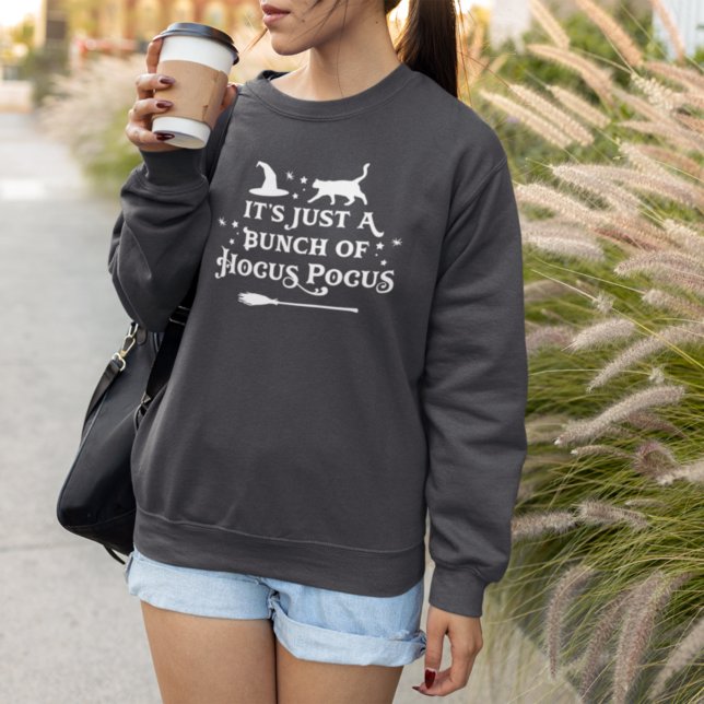 Hocus Pocus Witch Cat Dark Grey Womens Halloween Sweatshirt (Creator Uploaded)