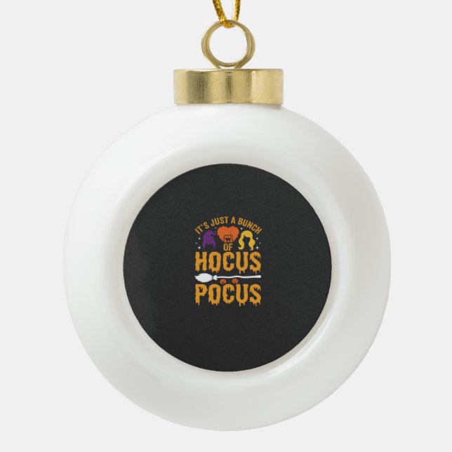 Hocus Pocus Witch Halloween Vector Design Ceramic Ball Christmas Ornament (Front)
