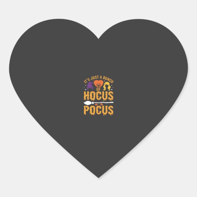 Hocus Pocus Witch Halloween Vector Design Heart Sticker (Front)