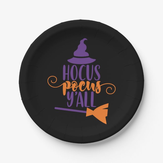Hocus Pocus Y'all Fun Halloween, Party Paper Plate (Front)