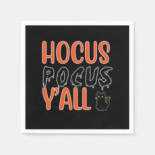 Hocus Pocus Y'all Halloween Cat Design Napkin