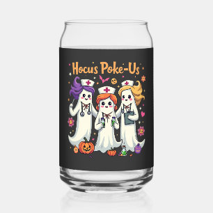 Hocus-Poke Us Nursing Spooky Halloween Ghost Can Glass