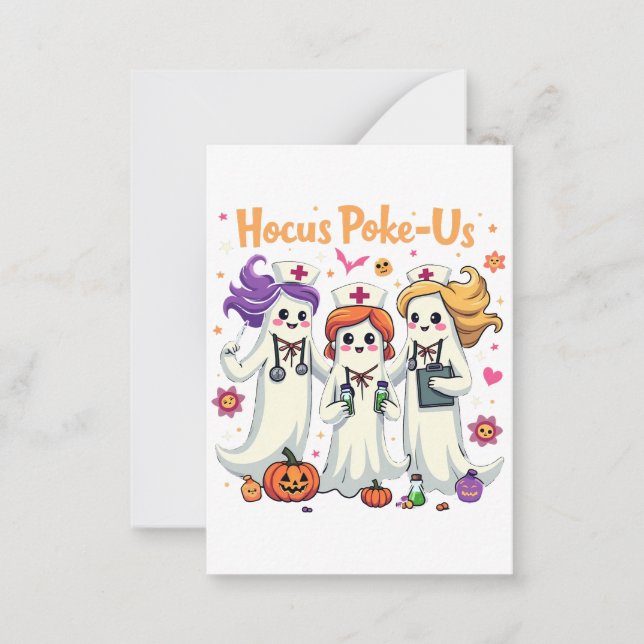 Hocus-Poke Us Nursing Spooky Halloween Ghost  Card (Front)