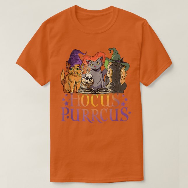 Hocus Purrcus Halloween Witch Cats Funny Parody  T-Shirt (Design Front)