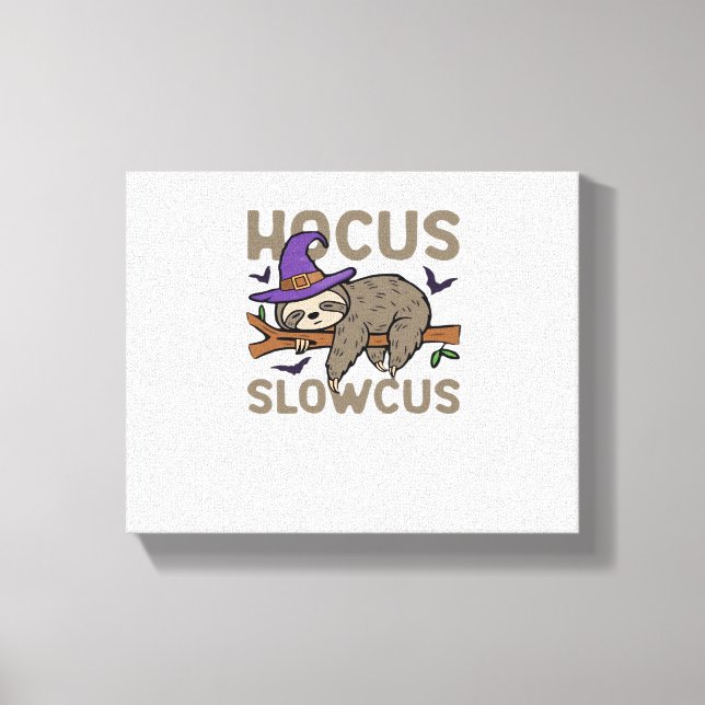Hocus Slowcus Funny Halloween Sloth Classic T-Shir Canvas Print (Front)