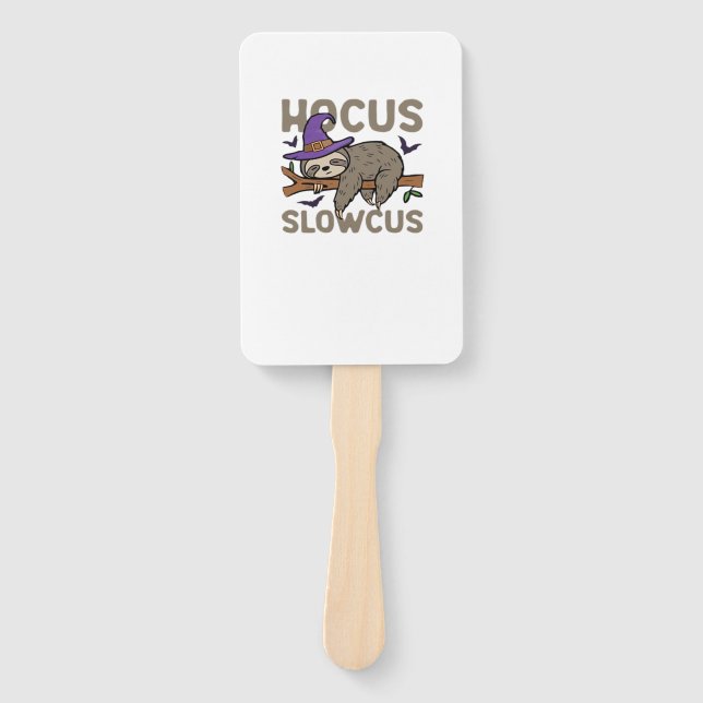 Hocus Slowcus Funny Halloween Sloth Classic T-Shir Hand Fan (Front)