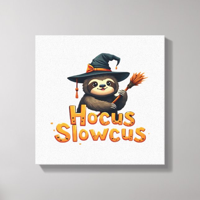 Hocus Slowcus Sloth lovers Halloween costume tee E Canvas Print (Front)