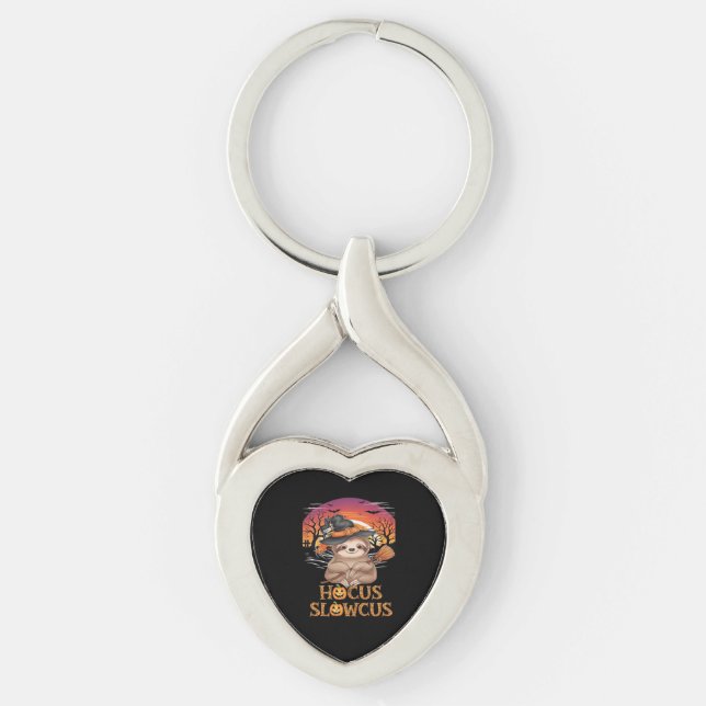 Hocus Slowcus Sloth lovers Halloween costume tee E Key Ring (Front)