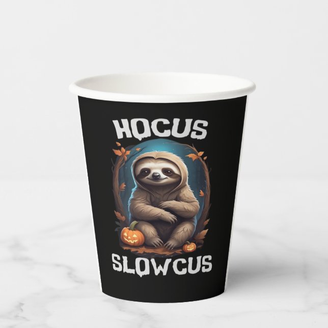 Hocus Slowcus Sloth lovers Halloween costume tee E Paper Cups (Front)