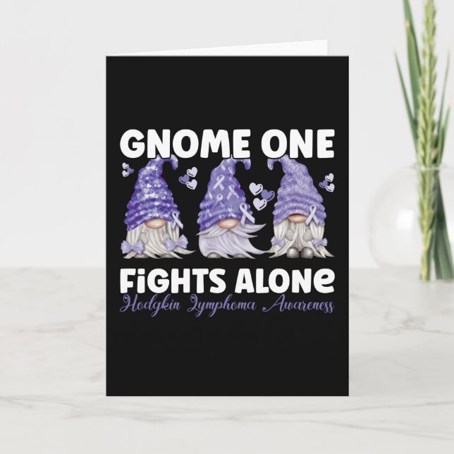 Hodgkin Lymphoma Cancer Violet Ribbon Gnome Card (Front)