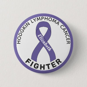 Hodgkin Lymphoma Fighter Ribbon White Button