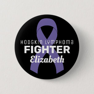 Hodgkin Lymphoma Ribbon Black Button
